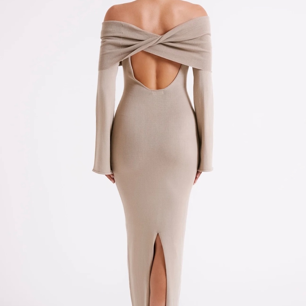 MESHKI TAUPE DRESS - Picture 2 of 4